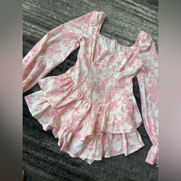 SHEIN MOD Pink Floral Corset Romper - Picture 4 of 5